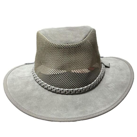 Monterey Bay Breeze Hat Mens L Gray Suede Mesh Breeze Mesh Sun Outback Style - Picture 5 of 9
